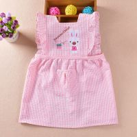 宝宝罩衣夏季泡泡纱无袖公主裙儿童围裙婴儿防水吃饭衣小孩围兜 萝卜公主裙西红色 90 码建议0-2岁