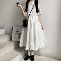 韩版日系拼接连衣裙女学生夏季抢新中长款学院风宽松百搭a字裙子 白色[收藏店铺送小礼物哦] S [70-95]