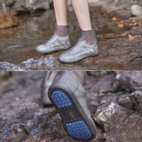 雨鞋套男女成人硅胶鞋套加厚防滑鞋套防水鞋套儿童鞋套耐磨鞋套 中筒款-茶色 PVC儿童款[30-33]