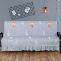 折叠沙发套罩 通用无扶手简易沙发床 万能垫子四季高档型1.5、1.8 小狐狸 左右长50(宽155厘米含花边)