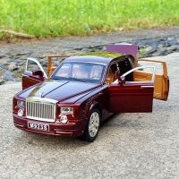1:24劳斯莱斯幻影合金汽车模型仿真金属车模收藏摆件声光回力玩具 酒红色
