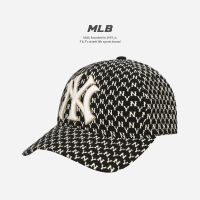 韩国棒球帽新款NY洋基队老花复古帽子女印花弯檐帽男遮阳鸭舌帽子 黑色NY字母组合 可调节
