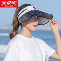 新款遮阳帽子女士夏天骑车防晒防紫外线时尚遮脸空顶太阳帽大帽檐 黑色 均码[送防风绳]