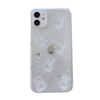 可爱立体小熊苹果7/8plus/se镭射12/11pro/max手机壳iPhoneX/XS男女XR创意闪粉卡通mini全