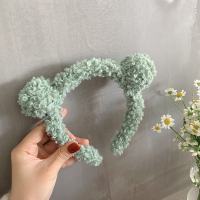 ins可爱小熊发箍洗脸洗漱头箍敷面膜发饰 韩国百搭森女系发带压发 1#豆绿色