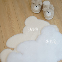 元气角落 柔软可爱ins小熊毛绒地毯地垫家用卧室床边脚垫毛毯垫子 本白色 小号约45*60cm