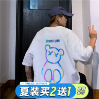 胖胖哥小熊短袖T恤男夏季韩版潮流情侣装宽松大码半袖ins潮牌上衣