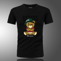 新款潮流小熊t恤夏季薄款圆领休闲大码短袖体恤潮牌青年半袖男装 GJS6617黑色短袖 M