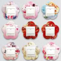 塑料卡扣式开关贴墙贴开关保护套插座套灯开关装饰防尘罩免粘可擦 花朵款颜色混搭 1个装