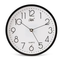 康巴丝挂钟表客厅现代简约挂表静音卧室家用时钟墙上免打孔石英钟 23cm黑2538(送配件) 普通款[无液晶显示]