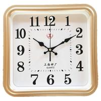上海钟厂12英寸静音挂钟客厅卧室办公简约时尚 上海工字 香槟金 12英寸方形