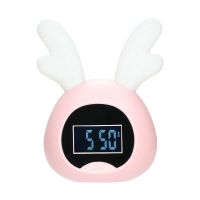 智能闹钟可充电少女心男女创意学生电子时钟夜光儿童可爱卡通简约 梨桃粉+充电线