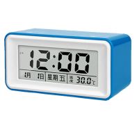 语音报时闹钟电子钟大音量懒人智能闹钟简约时尚夜光桌面学生闹钟 蓝色