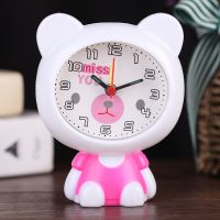 [送电池质保一年]学生卡通闹钟时钟创意礼物卧室简约小闹表 小熊粉色闹钟