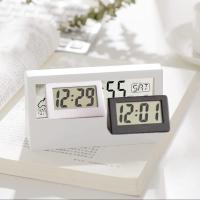 ins简约电子表闹钟学生创意多功能天气显示静音电子表礼物送女生 随机款[颜色自选] 一个时钟