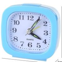 迷你闹钟静音创意学生宿舍时钟可爱时尚个性卡通卧室床头闹表台钟 方形闹钟[蓝色] 电池免费送