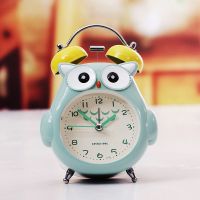 闹钟可爱卡通创意小学生儿童用小闹钟男生女孩卧室家用 猫头鹰绿色
