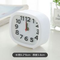 台式创意个性学生儿童钟表床头静音石英钟桌面小摆件闹钟电子时钟 椭圆白色 小号