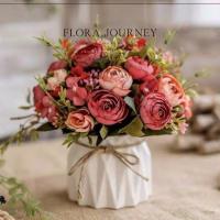 北欧风仿真花客厅摆件卧室摆件假花装饰客厅教创意家居仿真花套装 绣球包红色