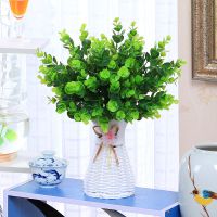 客厅仿真干花假花卉家居卧室内装饰品小盆栽摆件塑料花艺摆设绢花 2束尤加利小草+圆篮