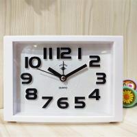 北极星静音闹钟学生用双铃带夜光贪睡闹钟卧室床头简约电子闹钟 简约白色