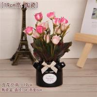 圣诞节礼物室内办公桌餐桌绿植仿真盆栽植物假花仿真花套装摆件 x红粉小玫瑰