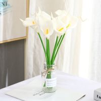 欧式PU单支迷你马蹄莲仿真花人造假花高档婚庆家居装饰花 白色5支 不带花瓶