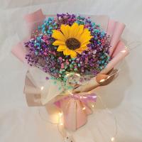 满天星向日葵干花束礼盒送男女生闺蜜老师生日表白520母亲节礼物 向日葵满天星(不含礼袋灯贺卡)