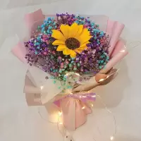 满天星向日葵干花束礼盒送男女生闺蜜老师生日表白520母亲节礼物 向日葵满天星(不含礼袋灯贺卡)