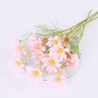 ins洋甘菊小雏菊花假花 仿真花束客厅装饰品摆件塑料干花餐桌摆设 浅粉色 1支[5 朵 ]