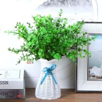 装饰假花仿真干花室内家居摆设餐桌摆件客厅塑料插花束电视柜盆栽 绿色 尤加利2束+好瓶