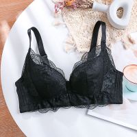 孕妇内衣怀孕期小胸哺乳文胸加厚款蕾丝喂奶防下垂前开扣聚拢胸罩 黑色 32/70[AB杯 厚罩杯]