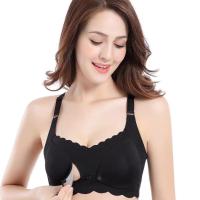 哺乳文胸聚拢有型防下垂无钢圈前开扣怀孕期孕妇内衣柔软喂奶胸罩 波浪黑色 34/75BC