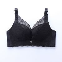 上开扣乳胶无钢圈大码聚拢孕妇防下垂哺乳文胸舒适调整型喂奶内衣 黑色 34=75B/C