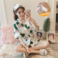 长袖月子服春秋夏季薄款孕妇睡衣大码哺乳衣产后喂奶衣家居服套装 厂家特价(有调节带)短袖和服绿叶 M码