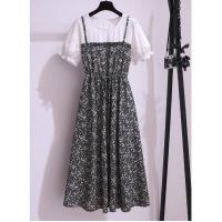 哺乳连衣裙夏季外出辣妈款时尚喂奶衣服产后期女装外穿碎花裙潮妈 黑色没哺乳口 M