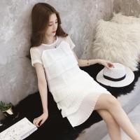 孕妇装夏装连衣裙哺乳衣外出喂奶服蕾丝中长裙时尚辣妈款产后衣服 白色 M