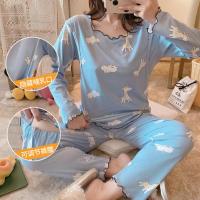 可外出月子服夏季薄款喂奶衣服大码孕妇睡衣春秋产后哺乳衣套装女 花边长颈鹿[送梳子+口水巾] M[建议80-105斤]