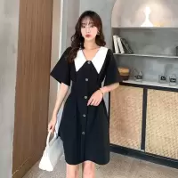 哺乳衣外出辣妈款孕妇哺乳装产后喂奶期显瘦夏季女装哺乳连衣裙 黑色短款孕妇(无拉链) M