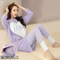春秋月子服产妇产后孕妇睡衣夏季薄款吸汗哺乳期喂奶套装3四月份 紫色LOEV M(85-95斤)