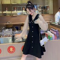 哺乳春装外出时尚辣妈款娃娃领哺乳连衣裙产后期外穿显瘦喂奶衣服 黑色哺乳连衣裙 M