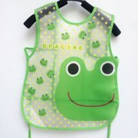 宝宝加大防水围兜背心罩衣小孩子吃饭兜喂饭兜护衣画画刷牙立体兜 背心青蛙1件