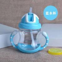 德国贝能婴儿学饮杯宝宝喝水杯防呛摔带手柄重力球儿童鸭嘴吸管杯 蓝水杯 简易材质