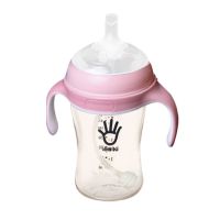 手贝婴儿童吸管式学饮杯喝水喝奶杯子两用带手柄ppsu奶瓶防摔防呛 桔红色