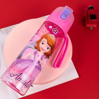 迪士尼儿童水杯小学生随手杯子女塑料杯防摔水壶男夏季直饮喝水杯 苏菲亚570ML