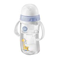 英著防漏防呛儿童水杯直饮杯婴儿喝水喝奶吸管杯子防摔吸管水杯 260ML蓝色+奶瓶刷一个颜色随机