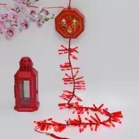 2021牛年春节装饰超响仿真电子鞭炮新年家用炮竹过年炮仗挂件挂饰 1.35米-红色鞭炮灯-92灯 插电款