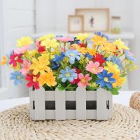 假花盆栽摆件栅栏花盆仿真花套装客厅节日摆设室内装饰品塑料花艺 16cm跳兰菊多色