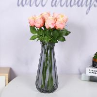 高档仿真玫瑰花假花花束装饰客厅卧室房间餐桌创意摆件插花塑料花 A 3枝