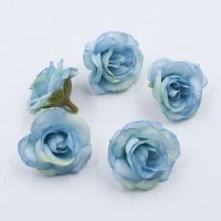 仿真花朵DIY小玫瑰花头布花假花婚礼婚庆花墙花球布置装饰花花环 蓝色 10朵